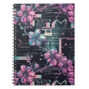 Cyber Sakura Skyline Notizblock