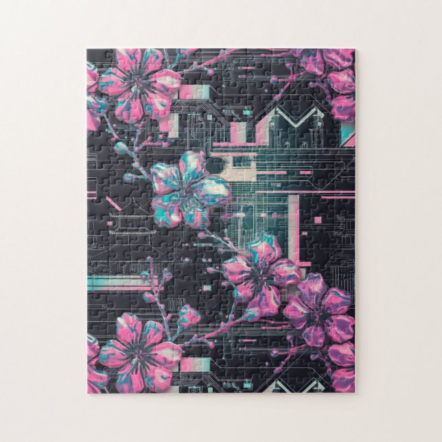 Cyber Sakura Skyline Puzzle (Vertikal)