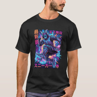Cyber Samurai Sneakerhead - Neon Tokyo Future Kick T-Shirt