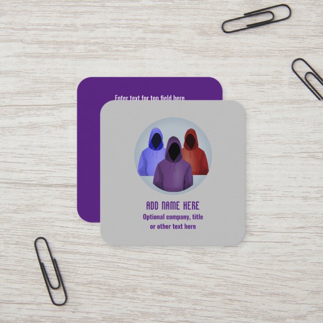 Cyber Security Analyst - Hacking Themed Quadratische Visitenkarte (Vorderseite/Rückseite Beispiel)