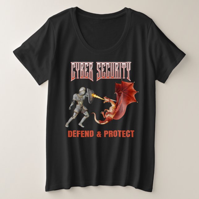Cyber Security Knight - Perfekter Schutz Große Größe T-Shirt (Design vorne)