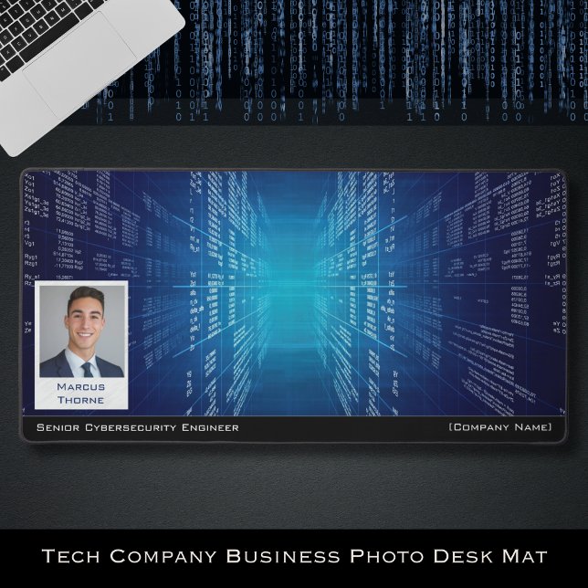 Cyber Security Tech Blue Business Photo Desk Mat Schreibtischunterlage (High-level tech requires high-level accessories)