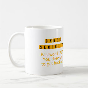 Cyber-Sicherheitskennwort 123 - Sicherheitshinweis Kaffeetasse