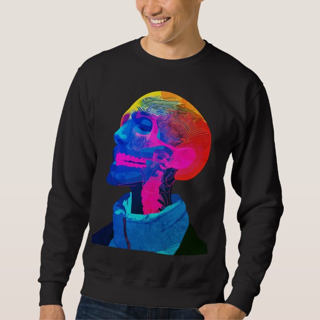 Cyber Skull - Futuristische Anatomie Kunst Sweatshirt (Vorderseite)