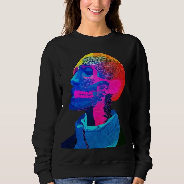 Cyber Skull - Futuristische Anatomie Kunst Sweatshirt (Vorderseite)