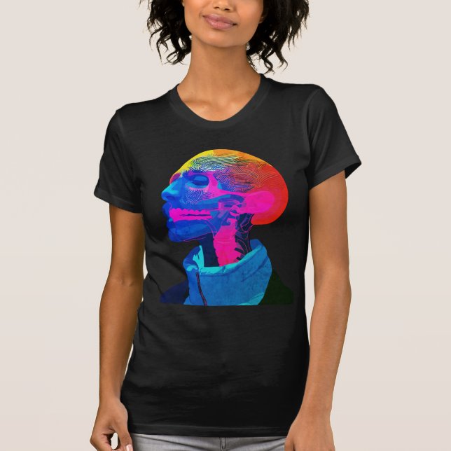 Cyber Skull - Futuristische Anatomie Kunst T-Shirt (Vorderseite)
