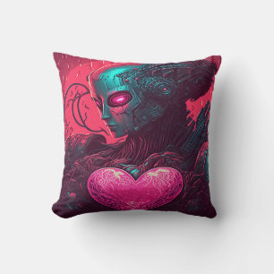 "Cyber Valentine" Design der Cybernetischen Frau Kissen