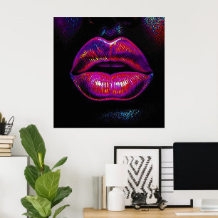Cyber Venus Lips - Farbenfrohe Lippen Portrait Poster