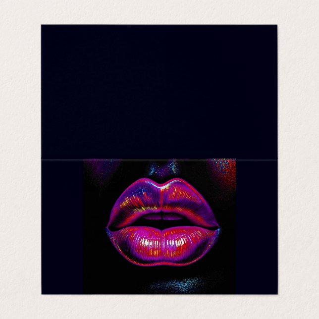 Cyber Venus Lips - Farbenfrohe Lippen Portrait Visitenkarten (Außenseite Aufgefaltet)