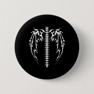 Cyber Wings Tattoo Style Art Robotic Celtic Raven Button