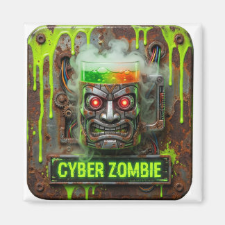 Cyber Zombie Absinthe Tiki Tasse Magnet