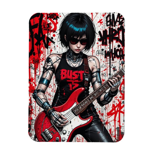 CyberBass Rebellion Flexibles Foto Magnet (Vertikal)