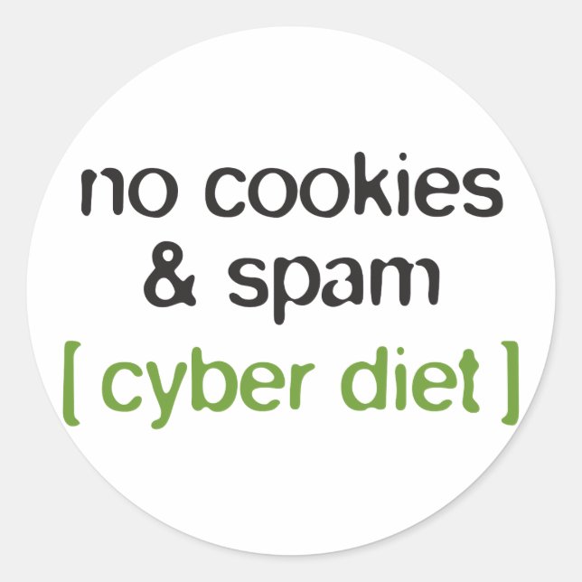 Cyberdiät - Keine Cookies und Spam Runder Aufkleber (Vorderseite)