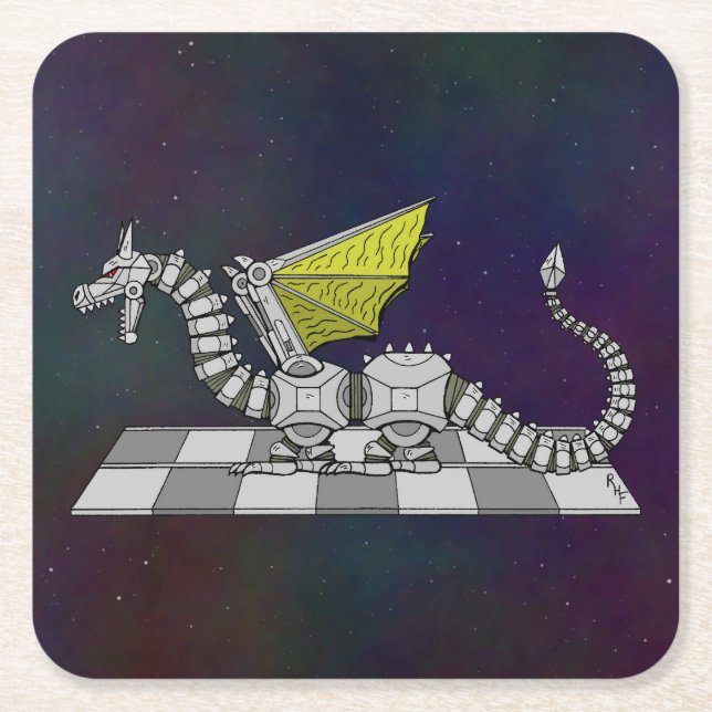 Cyberdrache Rechteckiger Pappuntersetzer (Vorderseite)