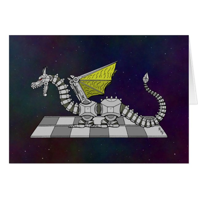Cyberdragon Grußkarte (Vorderseite (Horizontal))
