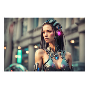Cyberfrau, die Musik hört Fotodruck