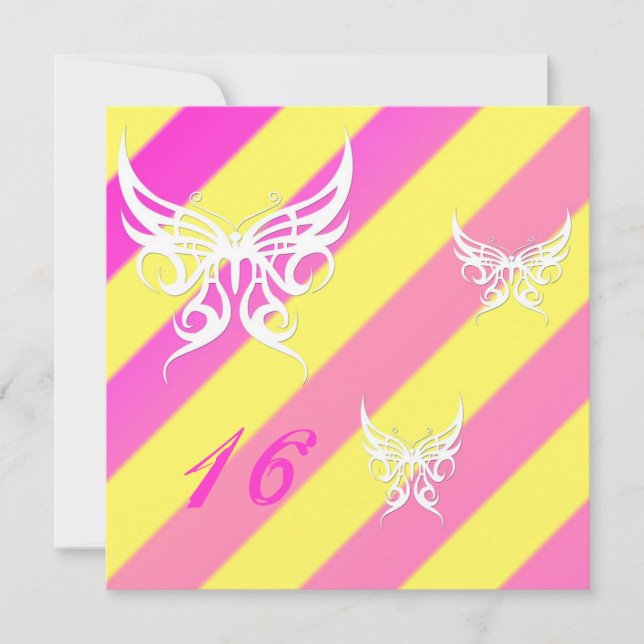 Cybergoth Butterflies Sweet 16 Birthday Invites Einladung (Vorderseite)