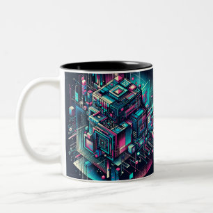 Cybernetic Dreamscape Zweifarbige Tasse