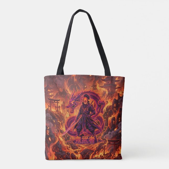 Cybernetic Fire Samurai & Drache Tasche (Rückseite)