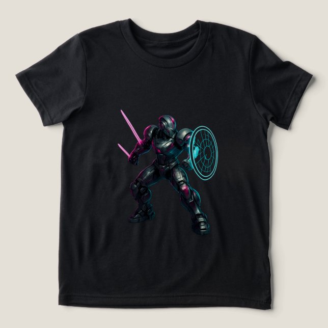 Cybernetic Gladiator – Neon Blade Warrior Tri-Blend Shirt (Design Vorderseite)