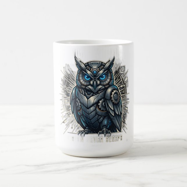 Cybernetic Owl Vision T-Shirt Kaffeetasse (Mittel)