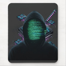Cybernetic Tech Fusion - Neon Katana & CPU Circuit Mousepad