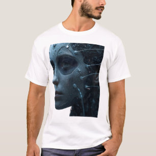 Cybernetisches Menschliches Porträt Grafik T-Shirt