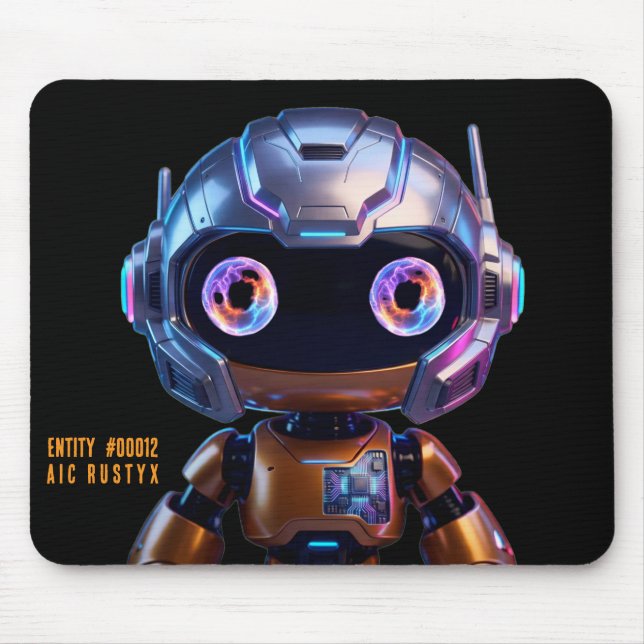 Cyberpunk AI Robot Mouse Pad #00012 | AIC Rustyx Mousepad (Vorne)