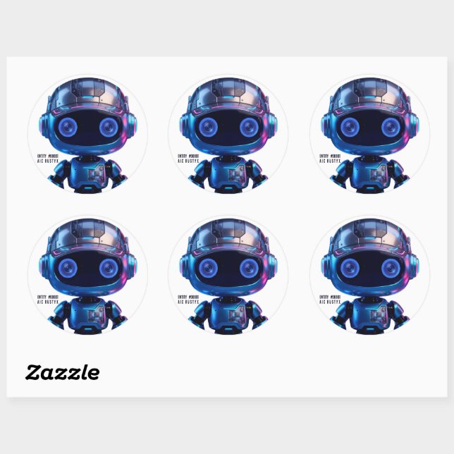 Cyberpunk AI Robot Round Sticker #00001 | AIC Rust (Blatt)