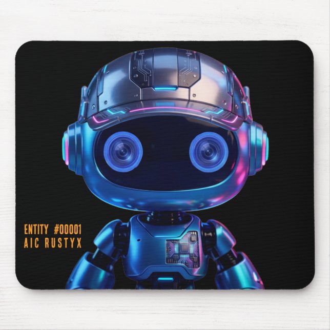 Cyberpunk AI Roboter-Mauspad #00001 | AIC Rustyx Mousepad (Vorne)