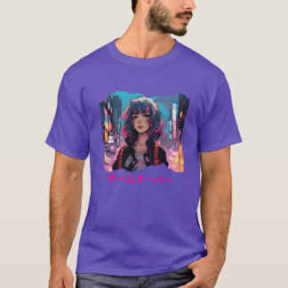Cyberpunk-Anime-Game-Over-Freunde T-Shirt