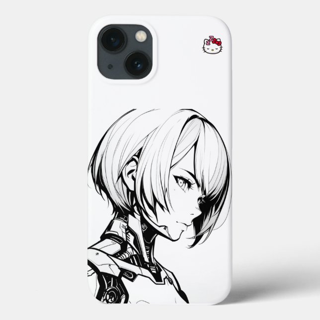 Cyberpunk Anime Girl iPhone Case - Minimalistisch  (Rückseite)