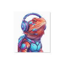 Cyberpunk-Bartiger Drache - Gamer-Echse mit Köpfen