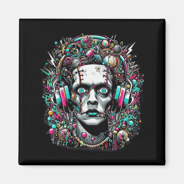 Cyberpunk-Braut Frankensteins Magnet (Vorne)