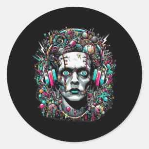 Cyberpunk-Braut Frankensteins Runder Aufkleber