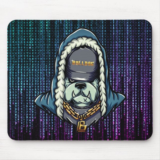 Cyberpunk Bulldog Neon Mouse Pad Mousepad (Vorne)