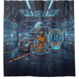 Cyberpunk Capybara Weltraumlastwagen Benutzernamen Duschvorhang