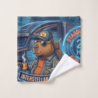 Cyberpunk Capybara Weltraumtruckerin Neon-Sci-Fi-K Badhandtuch Set