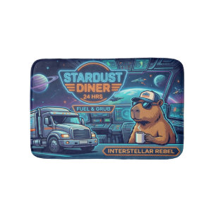 Cyberpunk Capybara Weltraumtruckfahrer Stardust Di Badematte