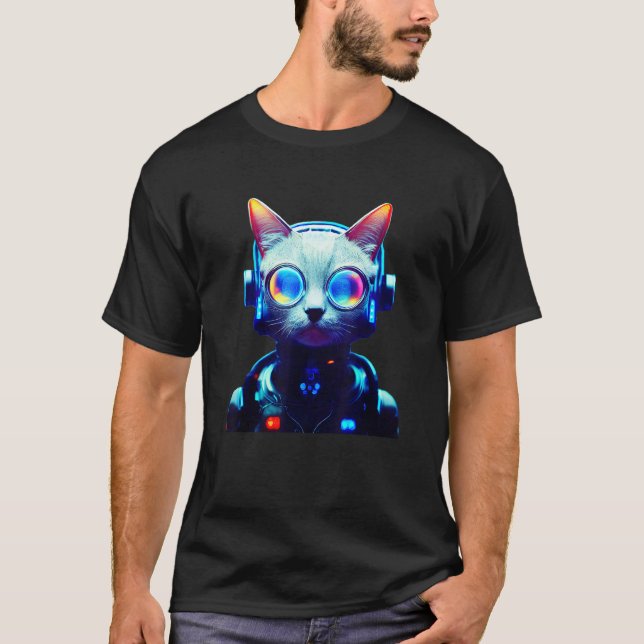 Cyberpunk Cat 4 T-Shirt (Vorderseite)
