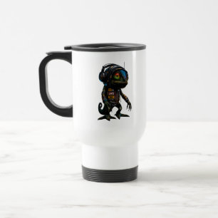 Cyberpunk Chamäleon DJ Futuristische Kunst Reisebecher