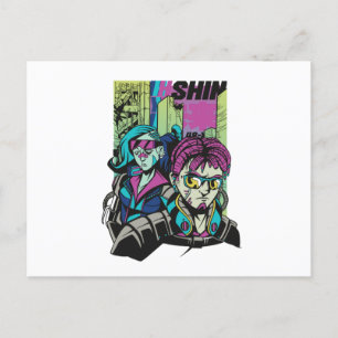Cyberpunk-Charaktere Postkarte