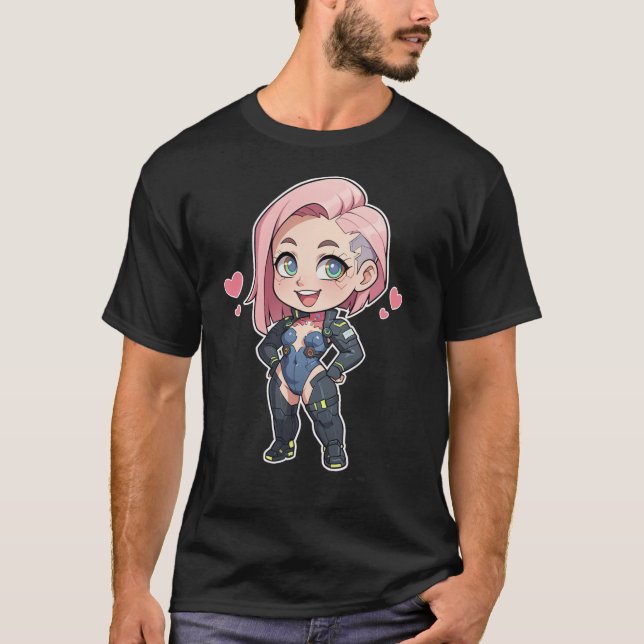 Cyberpunk Chibi Girl T-Shirt (Vorderseite)