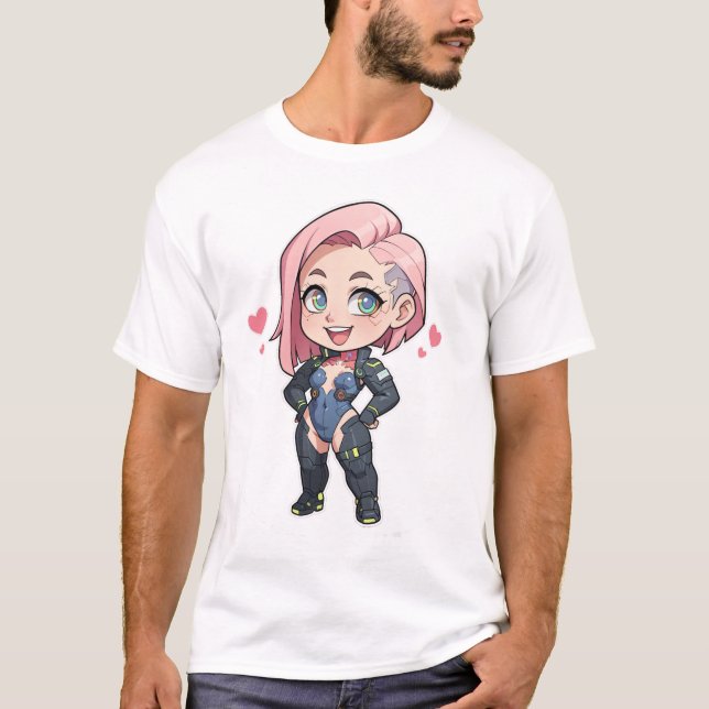 Cyberpunk Chibi Girl T-Shirt (Vorderseite)
