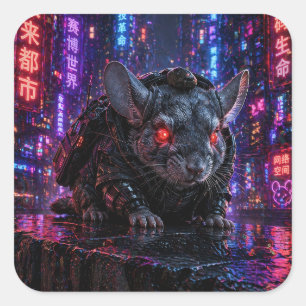 Cyberpunk-Chinchilla Quadratischer Aufkleber