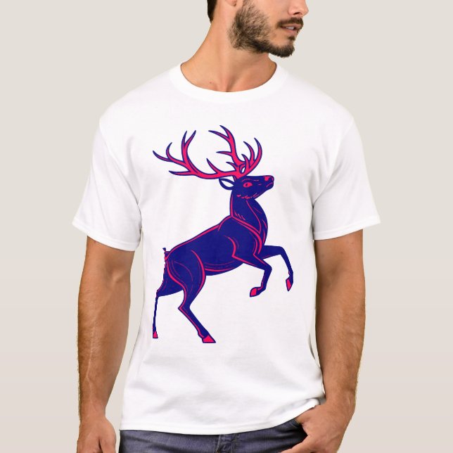 Cyberpunk Christmas Reindeer Neon Glow Shirt (Vorderseite)