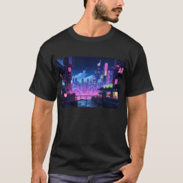 Cyberpunk City Night Café T-Shirt