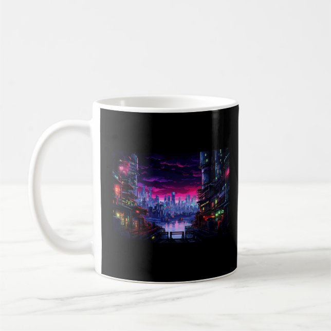 Cyberpunk City Waterfront Kaffeetasse (Links)