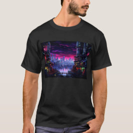 Cyberpunk City Waterfront T-Shirt