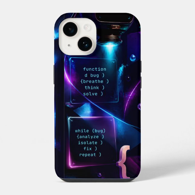 Cyberpunk-Code-Fehlerbehebungscode | iPhone 14 Hülle (Rückseite)
